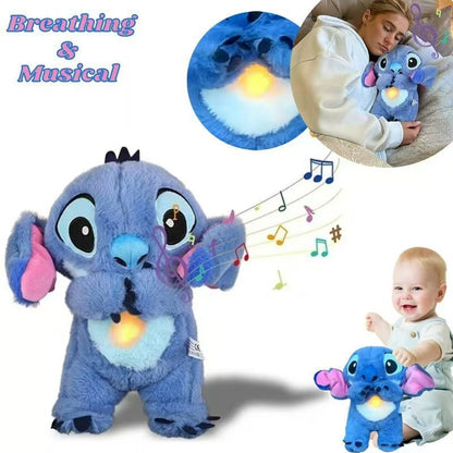 Leuchtendes Stitch Kuscheltier mit warmweißer LED im Bauch, 30 cm groß. Die Kinder haben eine riesige Freude daran.